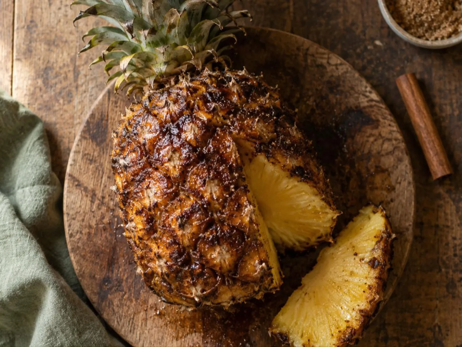Abacaxi na brasa com canela