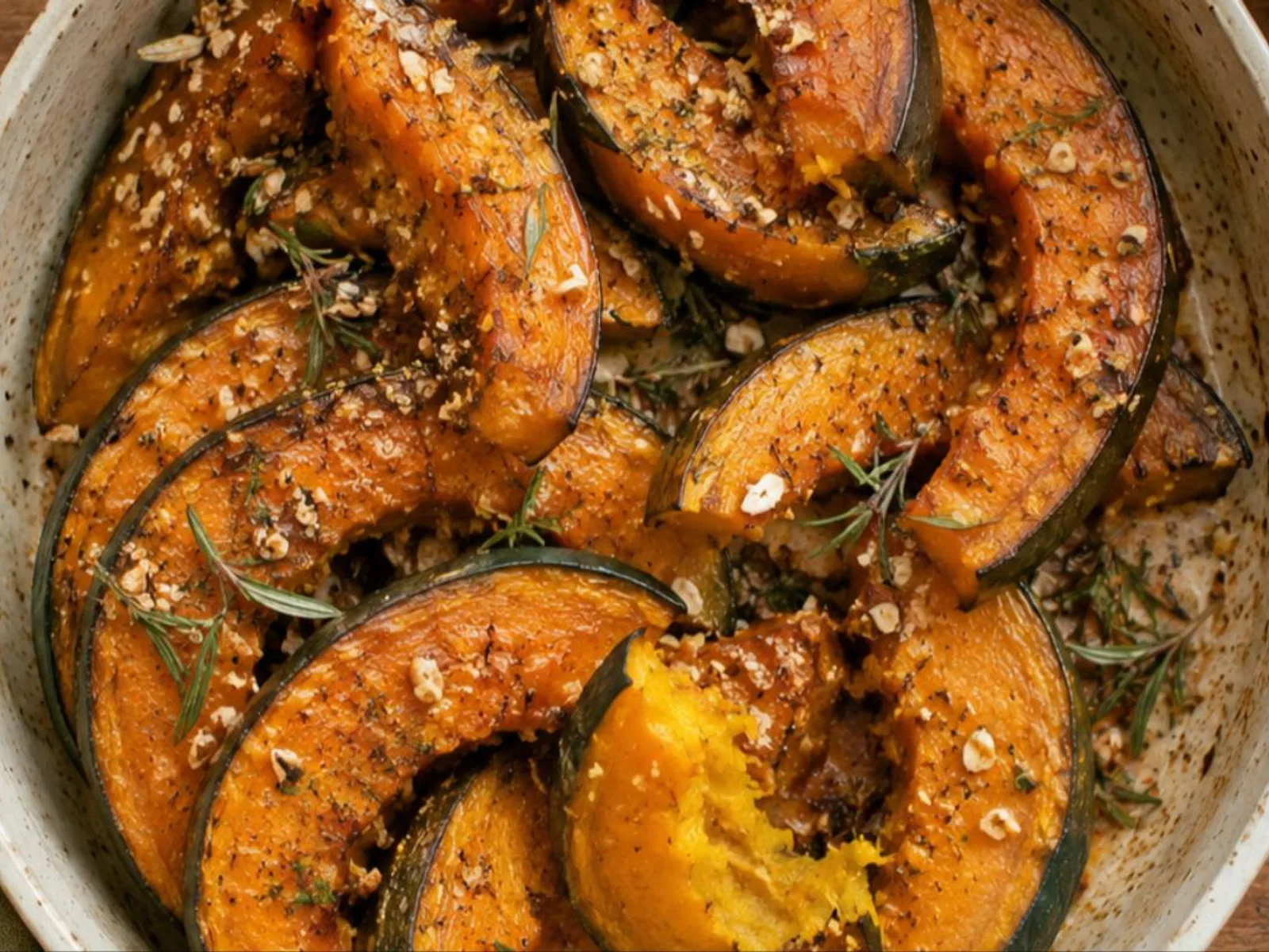Abóbora assada com castanha