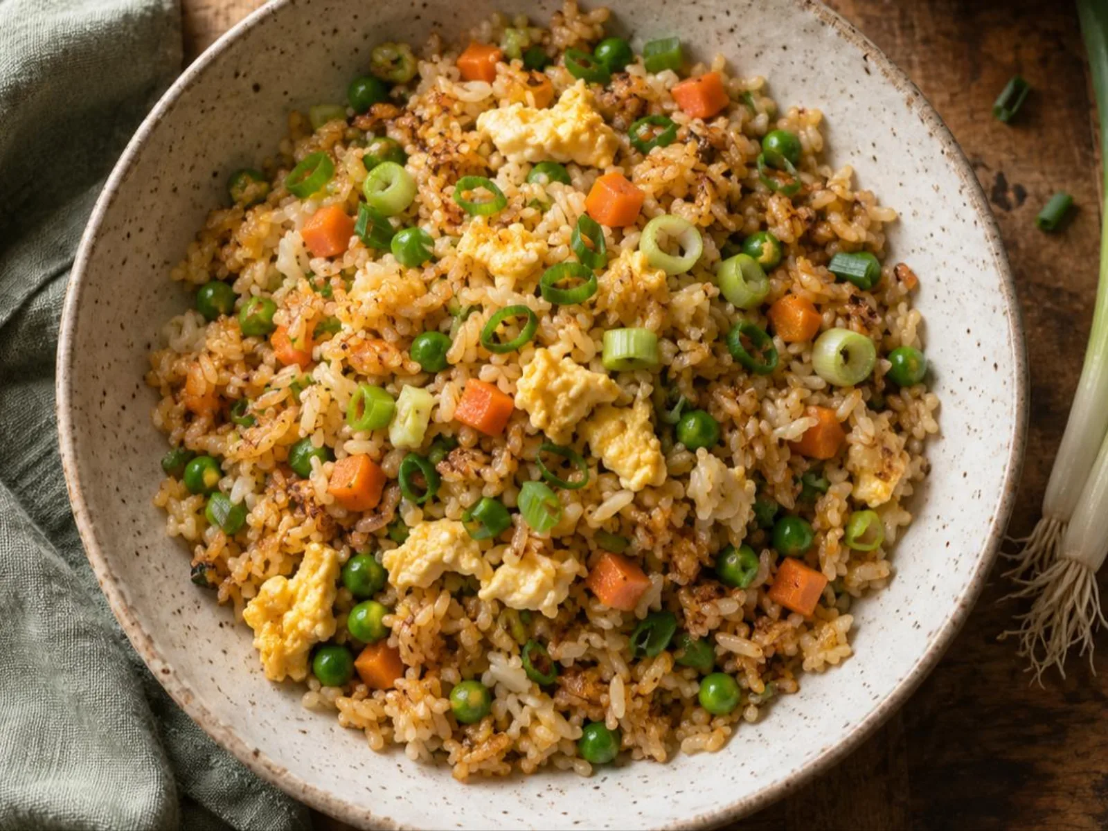 Arroz frito chinês com ovo
