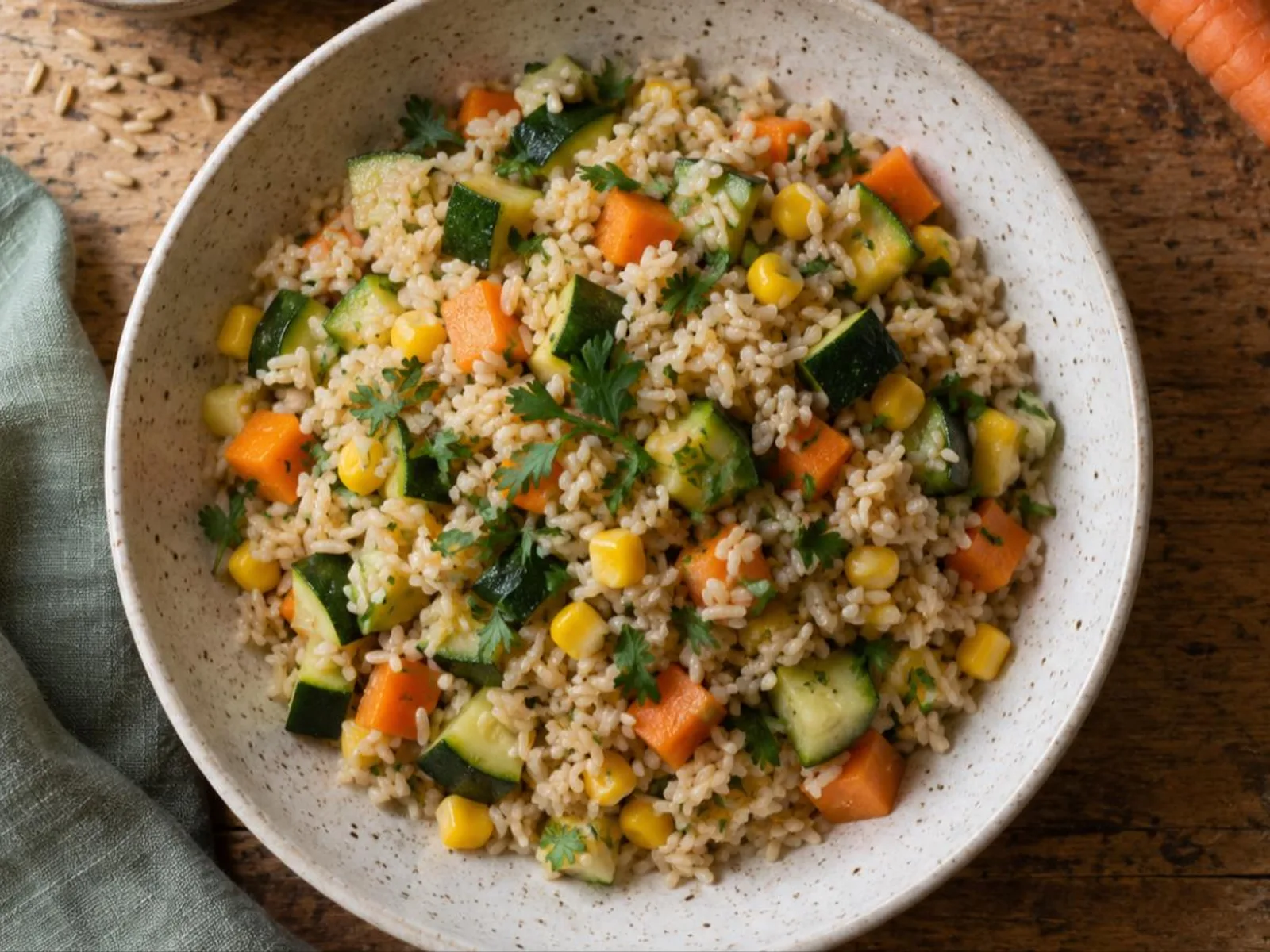 Arroz integral soltinho com legumes