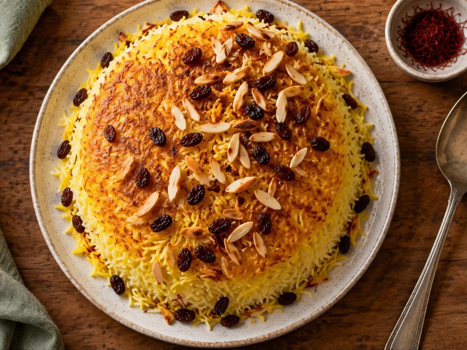 Arroz persa com crosta