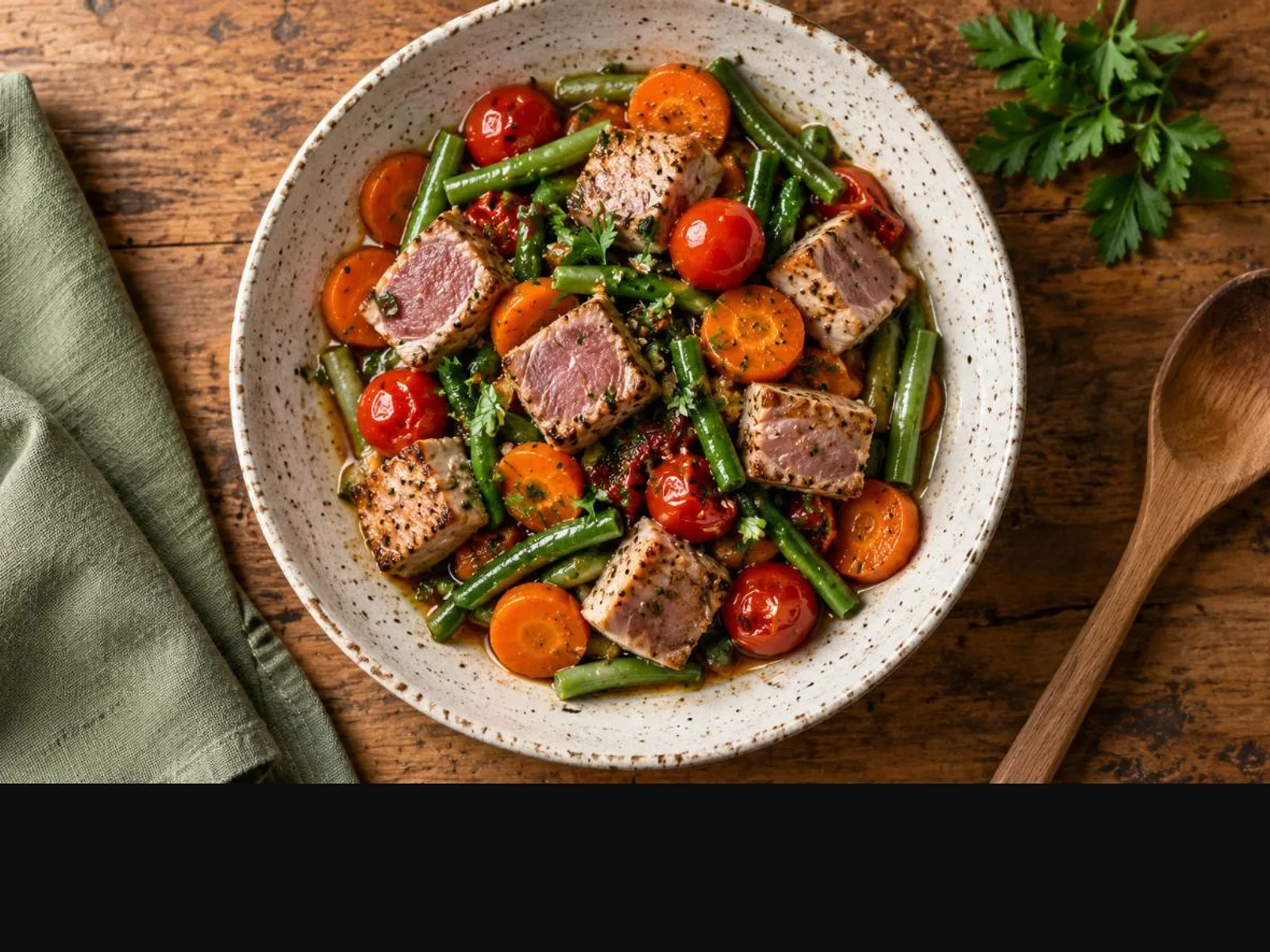 Atum com legumes de panela