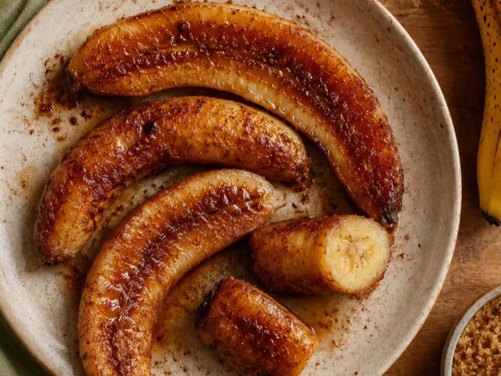 Banana caramelizada na air fryer