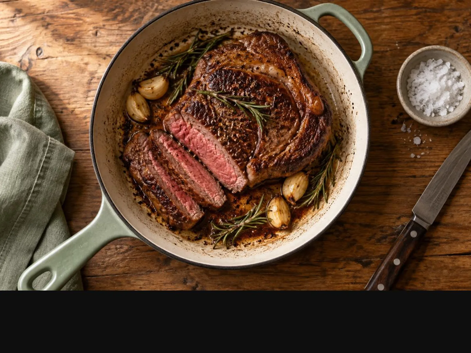 Bife ancho na frigideira de ferro