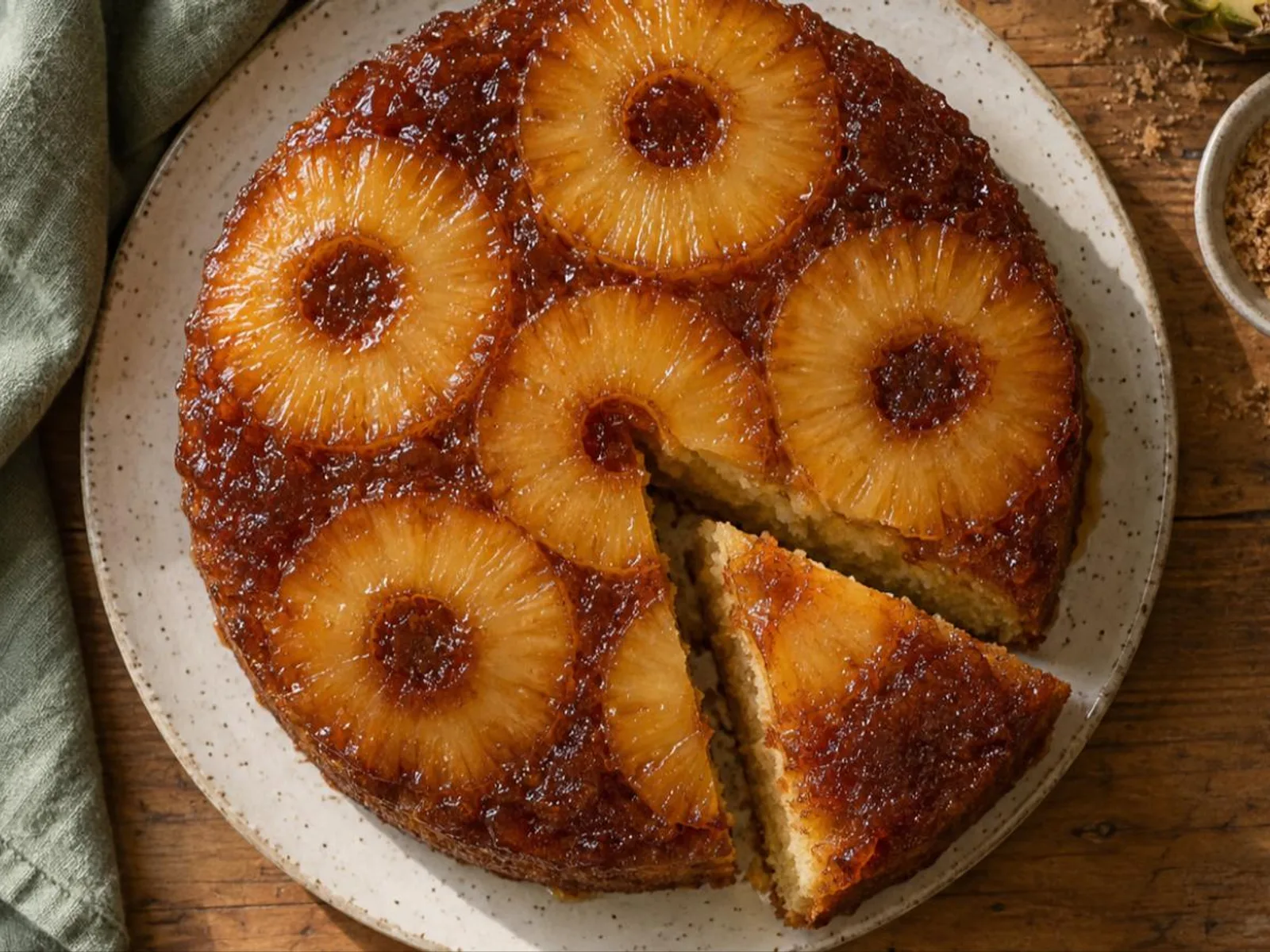 Bolo de abacaxi de cabeça para baixo