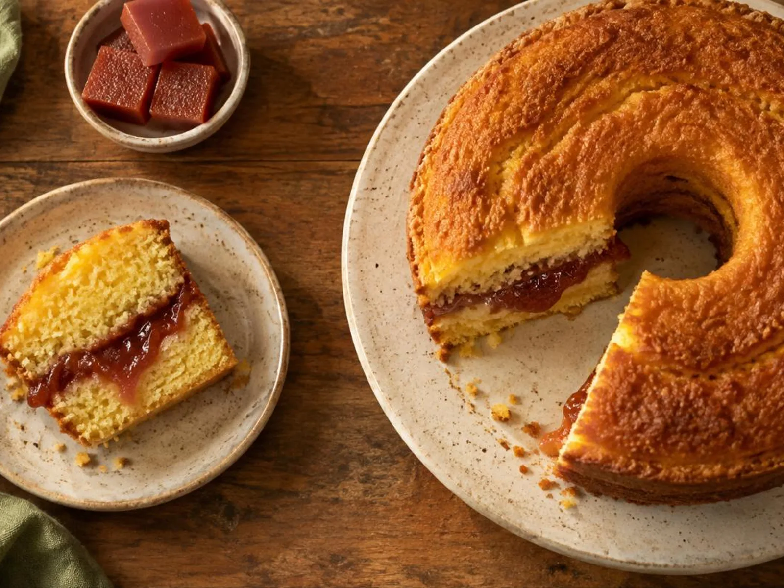 Bolo de fubá com goiabada