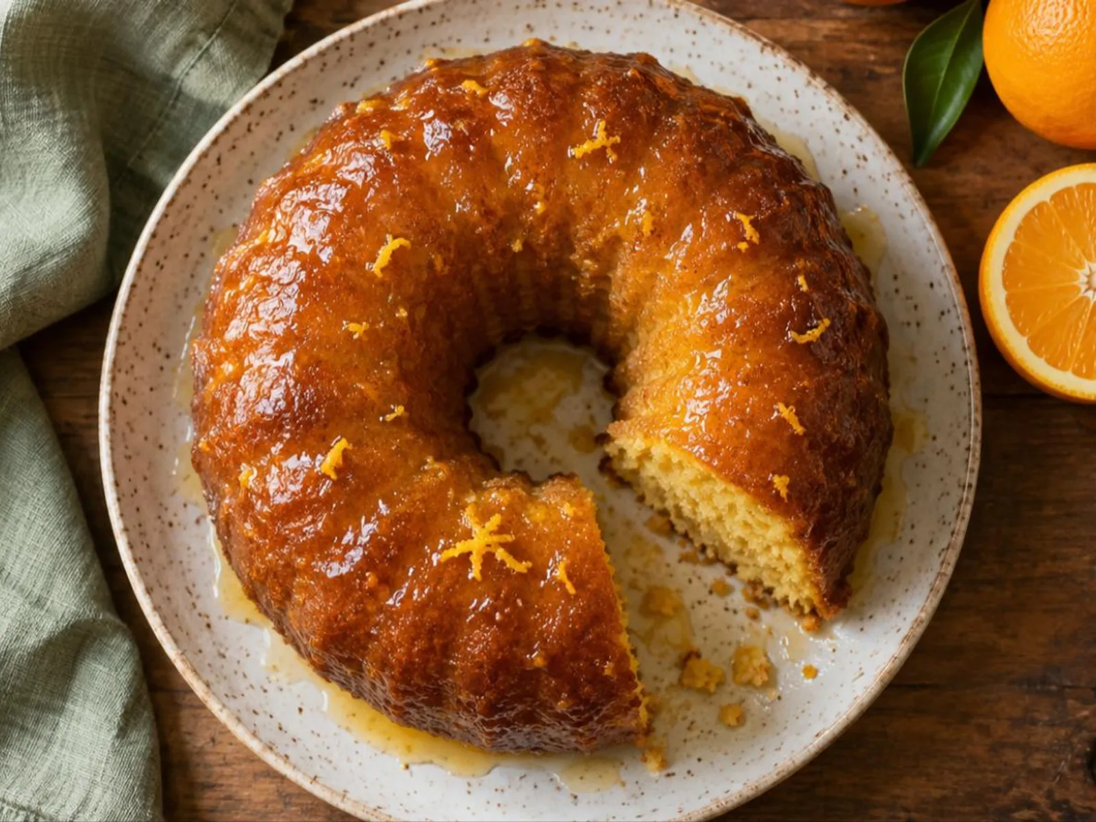 Bolo de laranja com calda