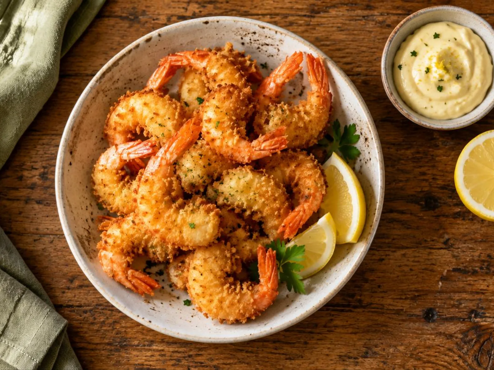 Camarão empanado na air fryer