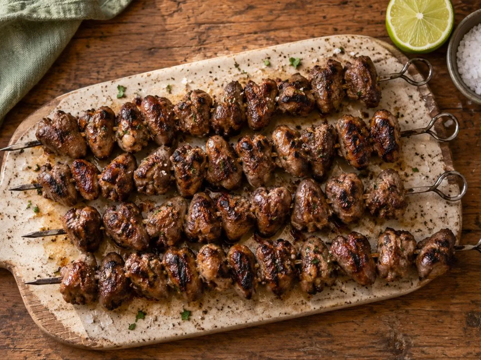 Coração de frango na brasa