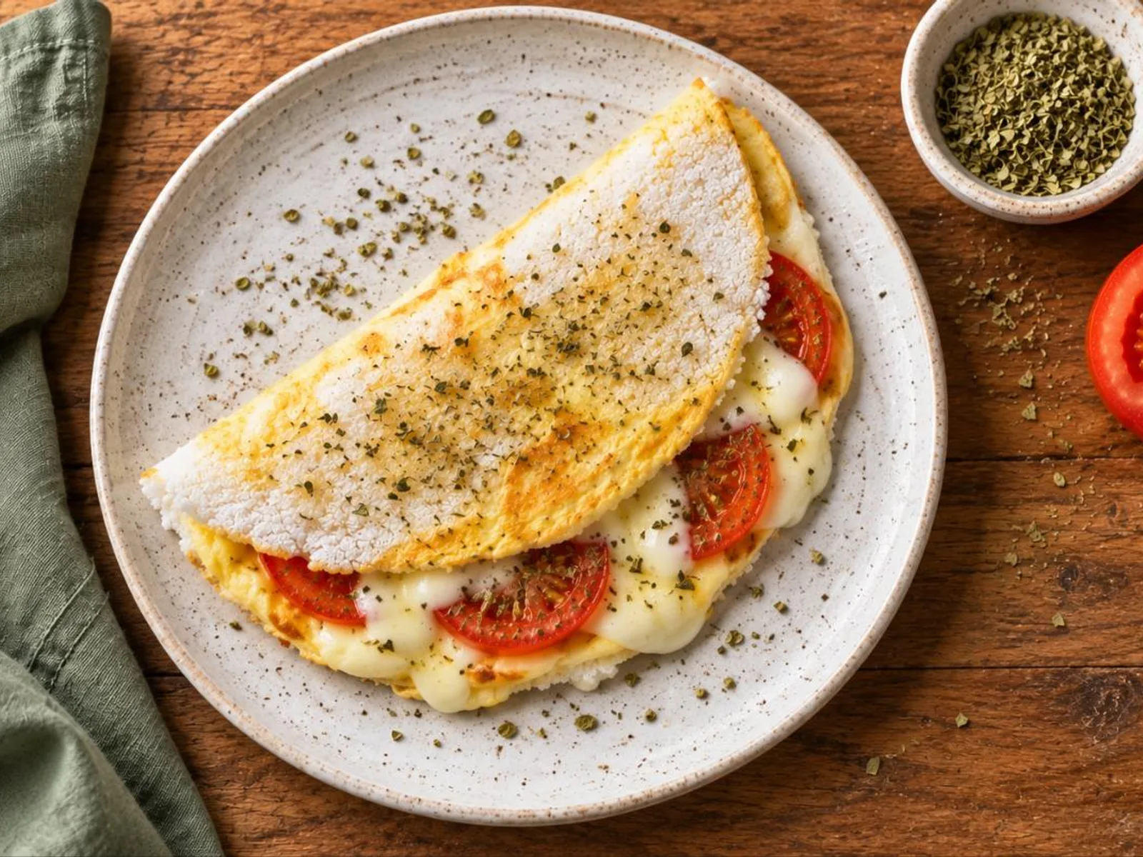 Crepioca de queijo e tomate