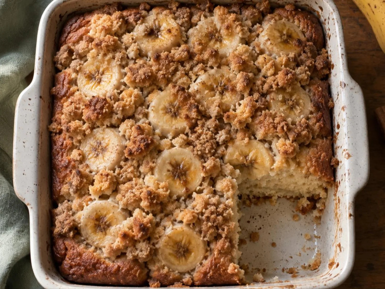 Cuca de banana com farofa