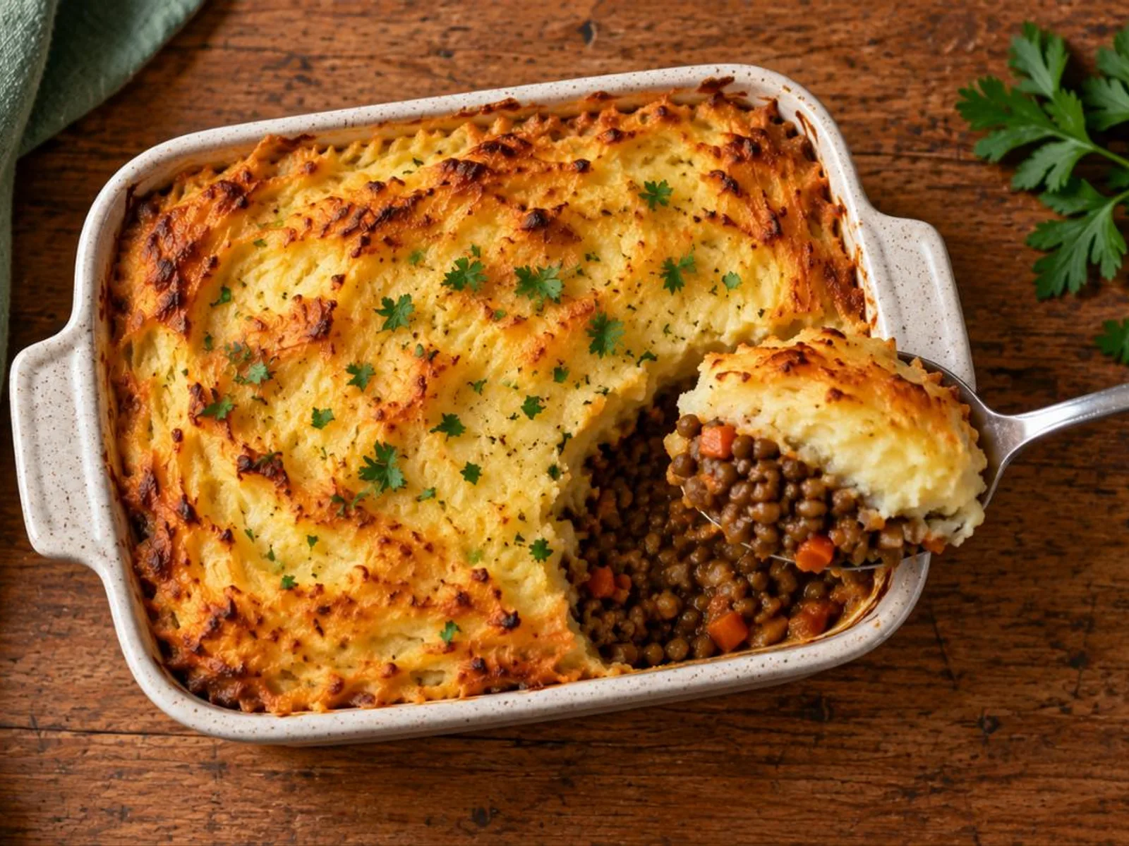 Escondidinho de lentilha