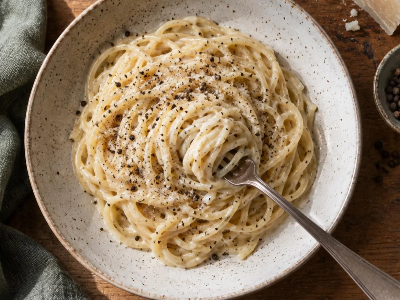 Espaguete cacio e pepe