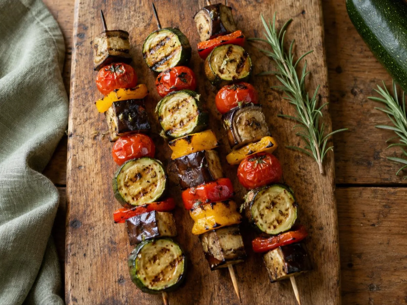 Espeto de legumes na brasa