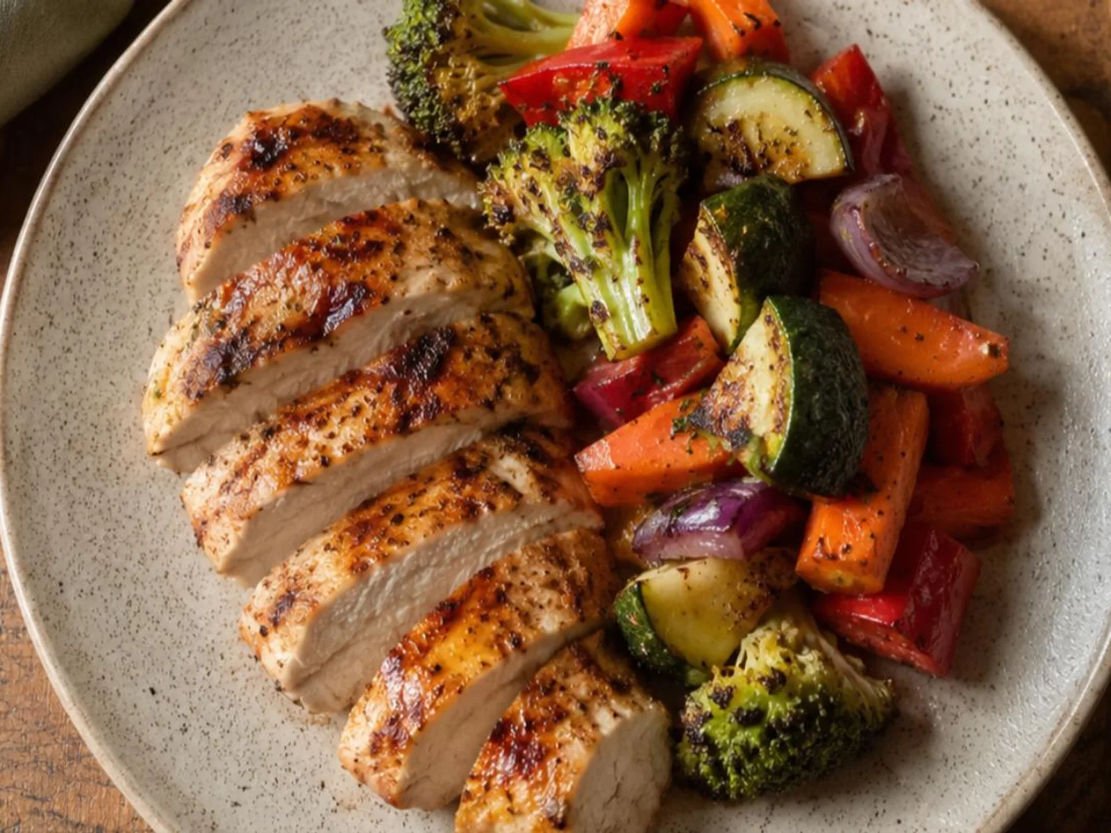 Frango grelhado com legumes