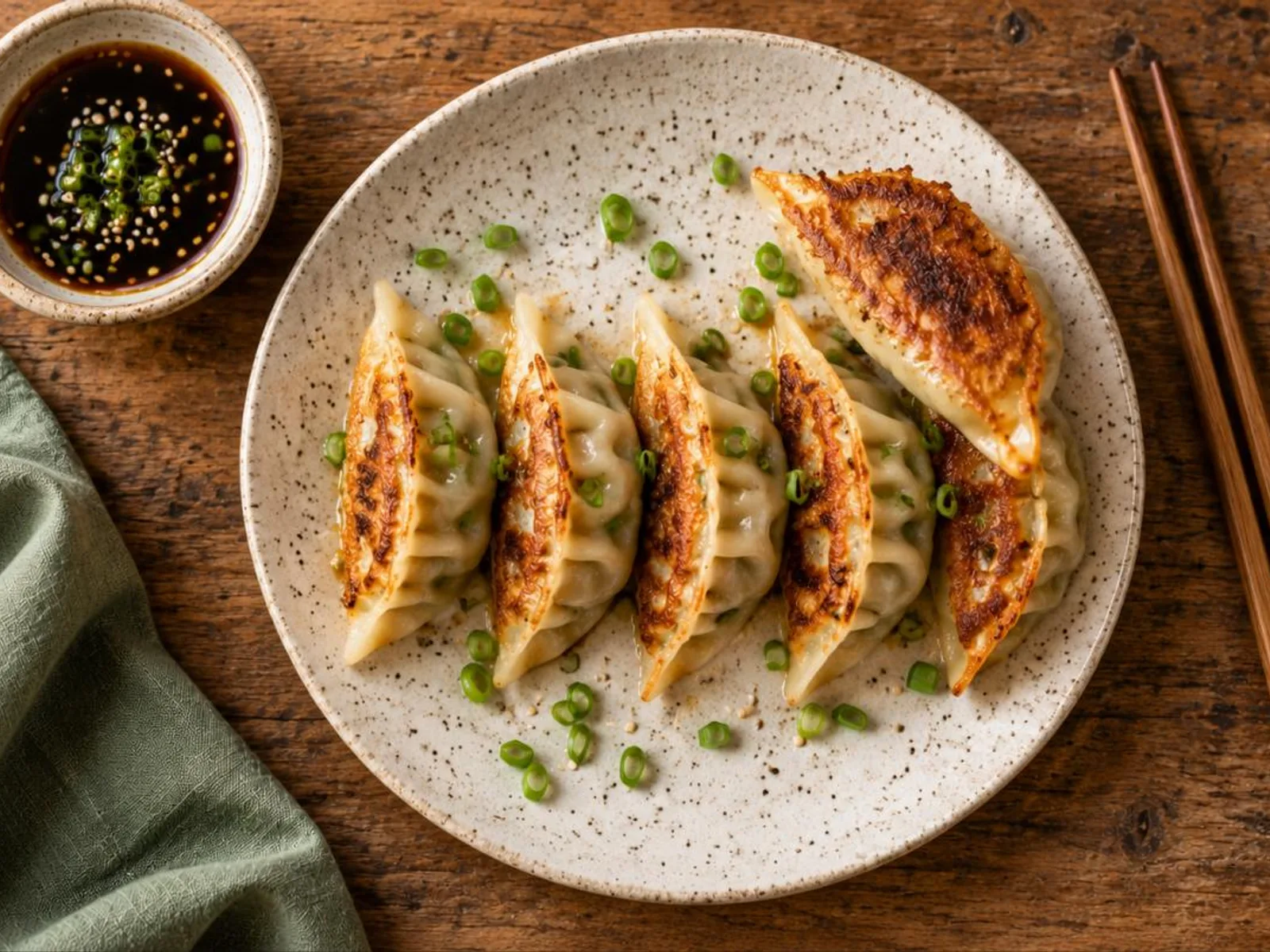 Gyoza de porco na frigideira