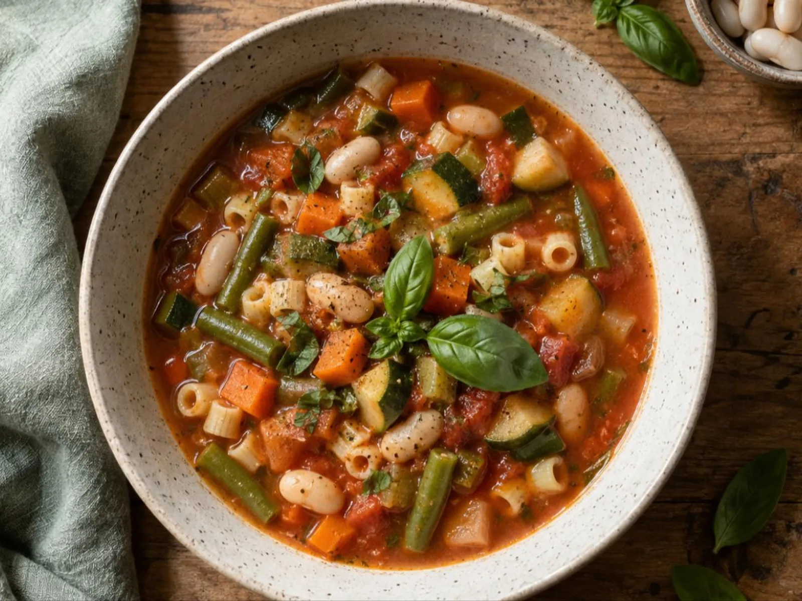 Minestrone de legumes e macarrão