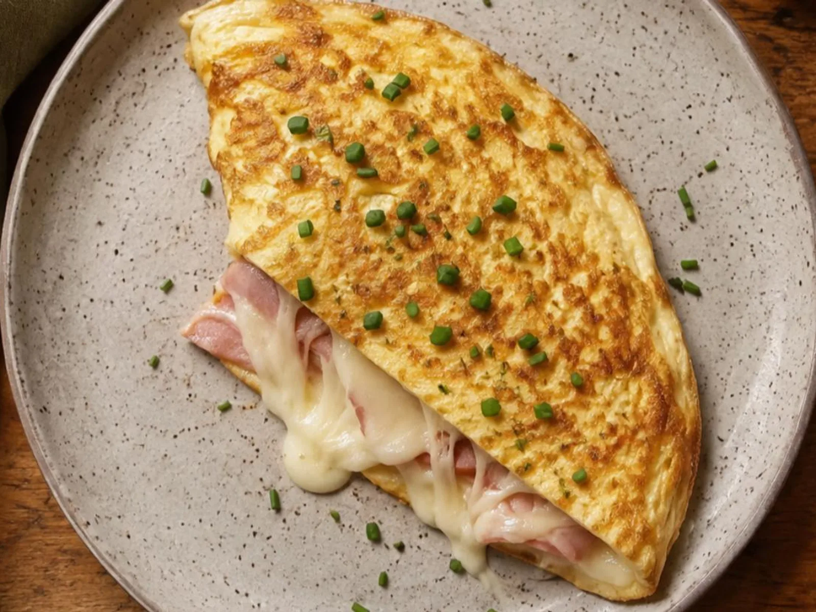 Omelete de queijo e presunto