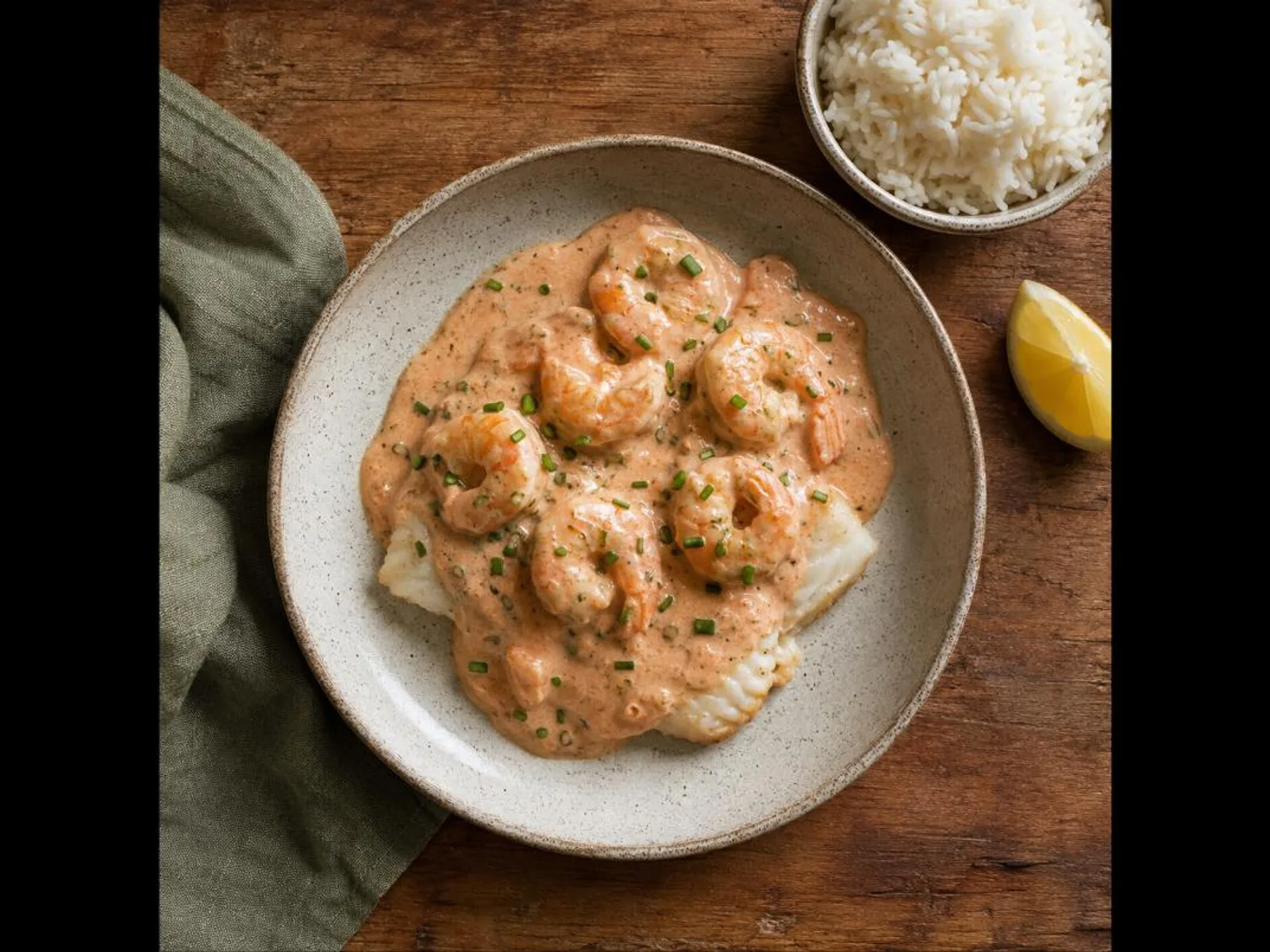 Peixe ao molho de camarão