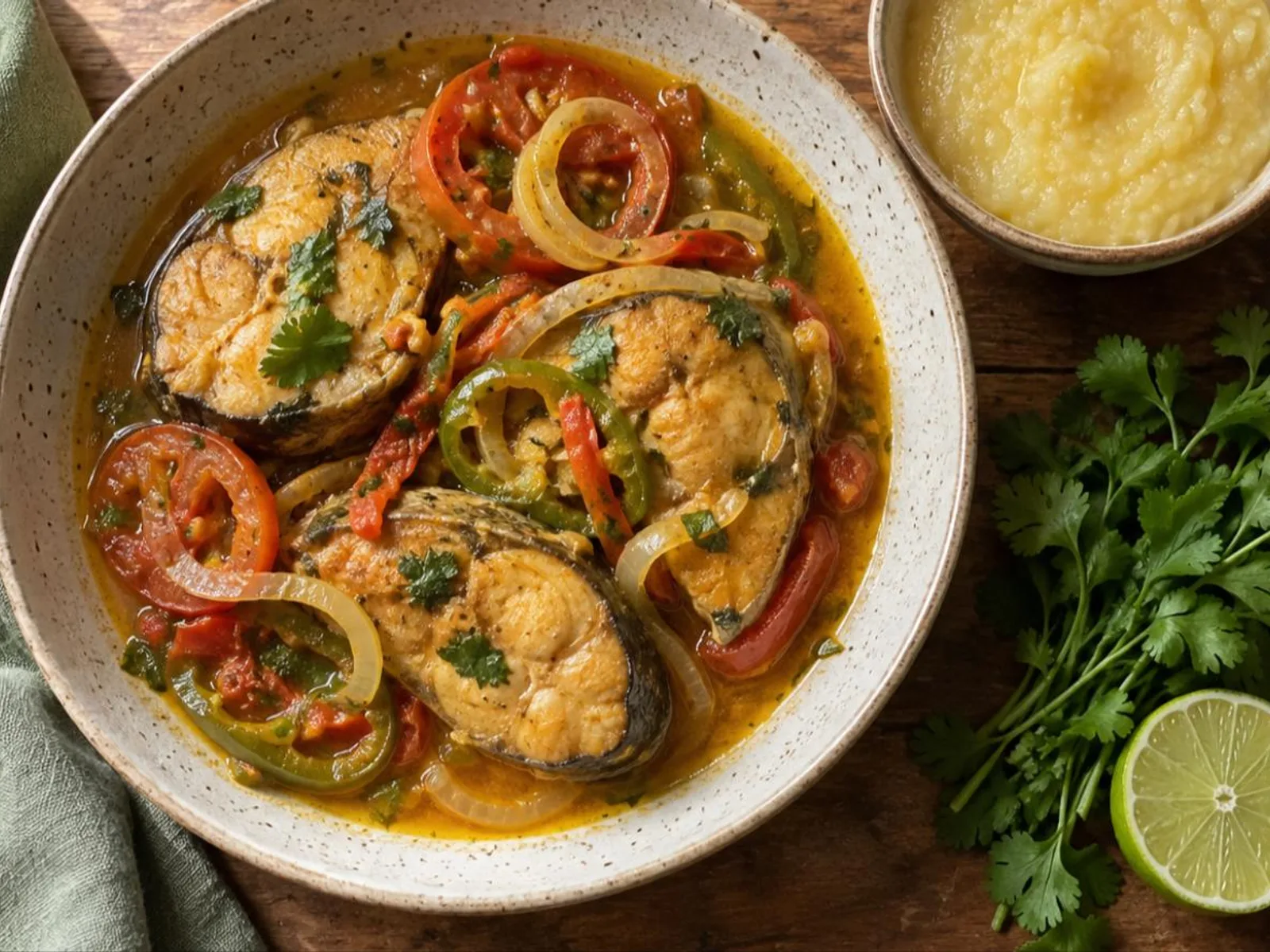 Pescada ensopada com pirão