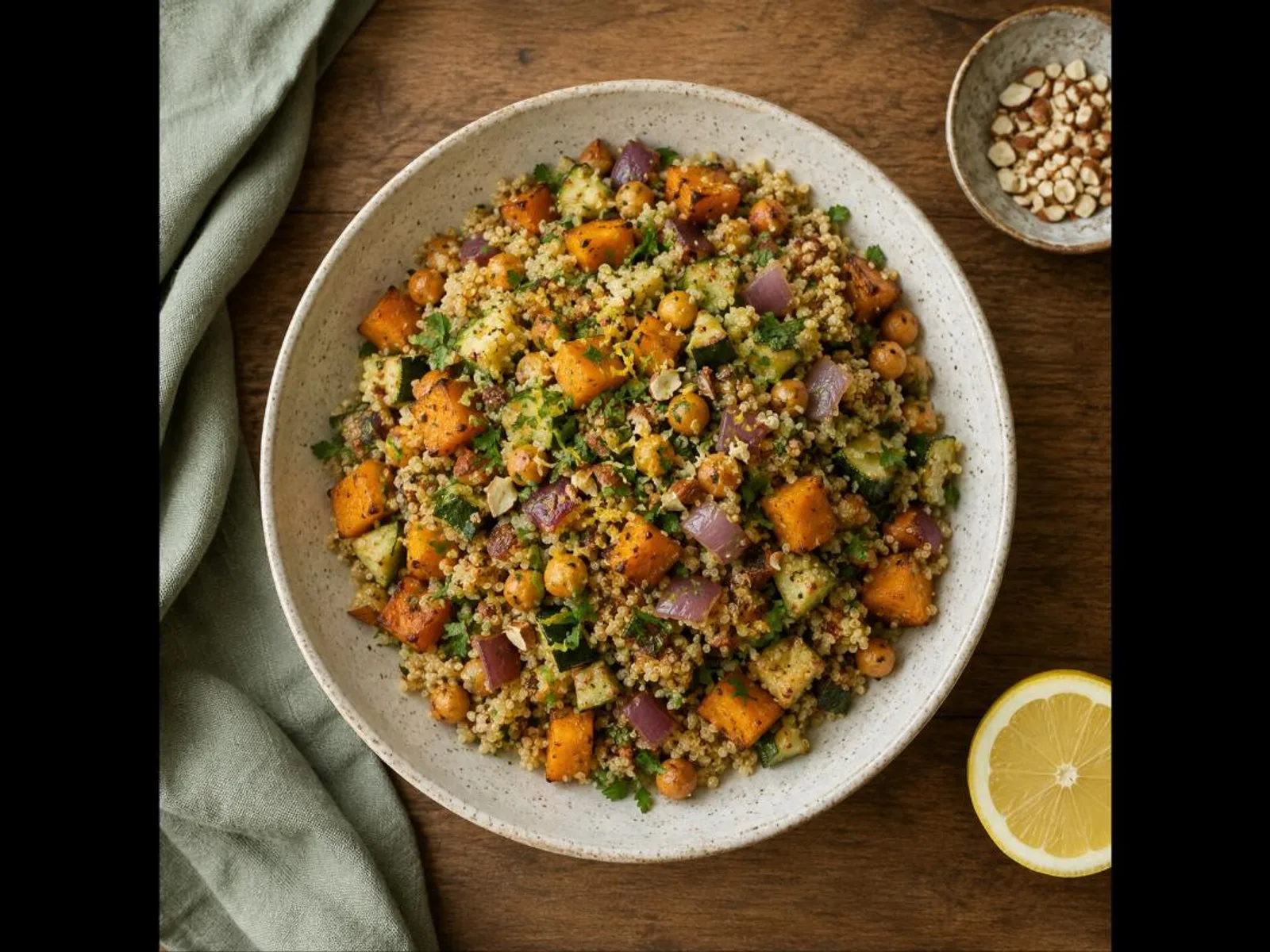 Quinoa com legumes assados
