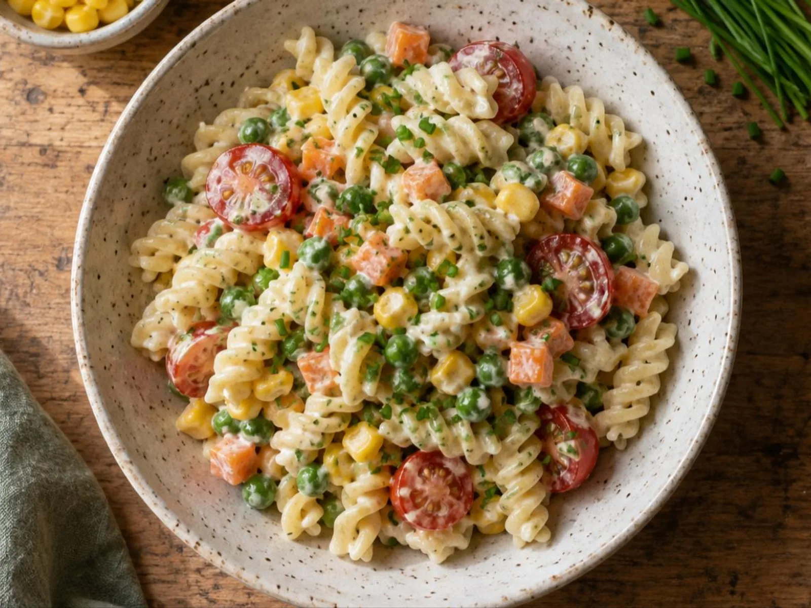 Salada de macarrão com legumes