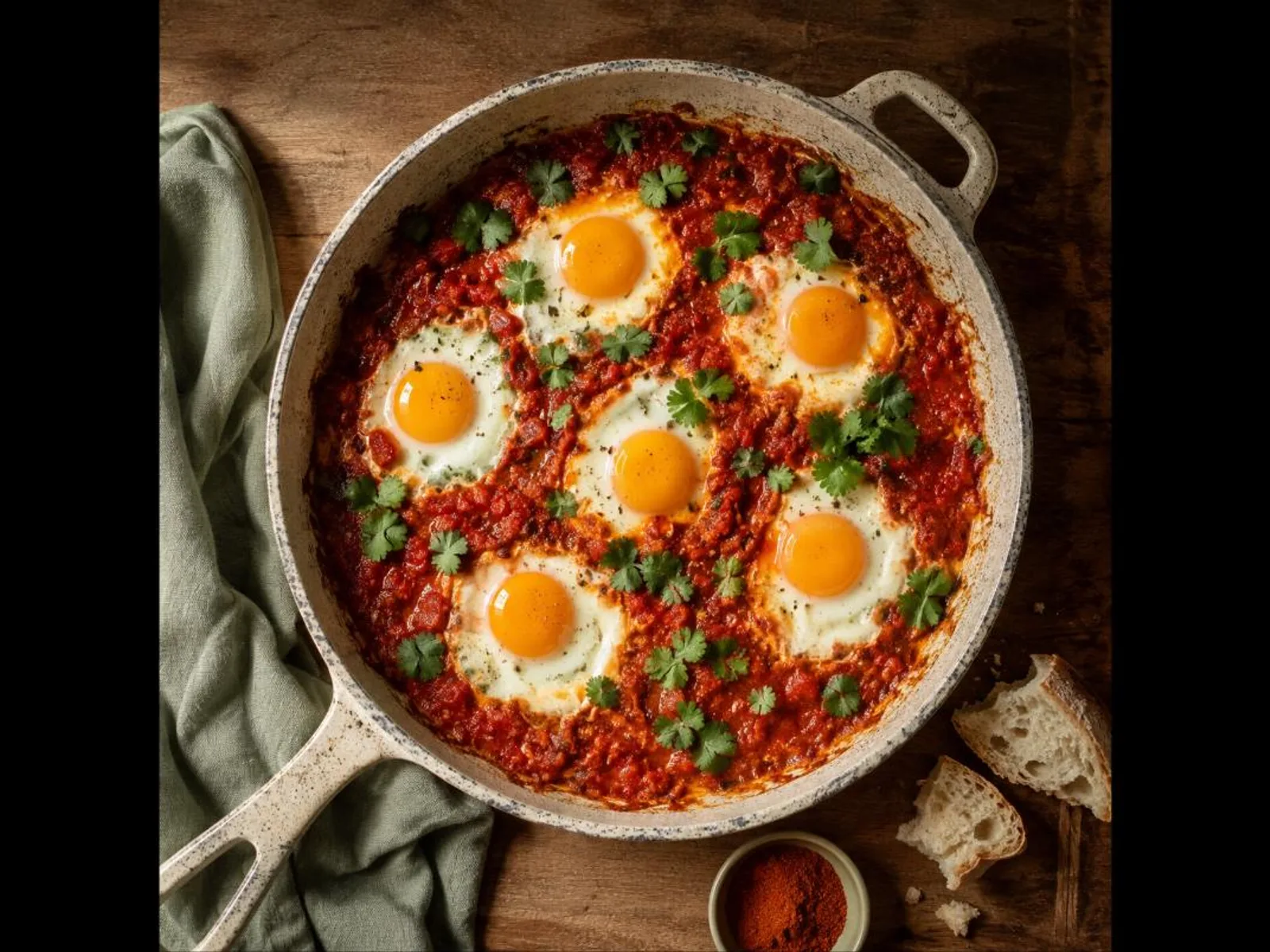 Shakshuka de tomate e pimentão