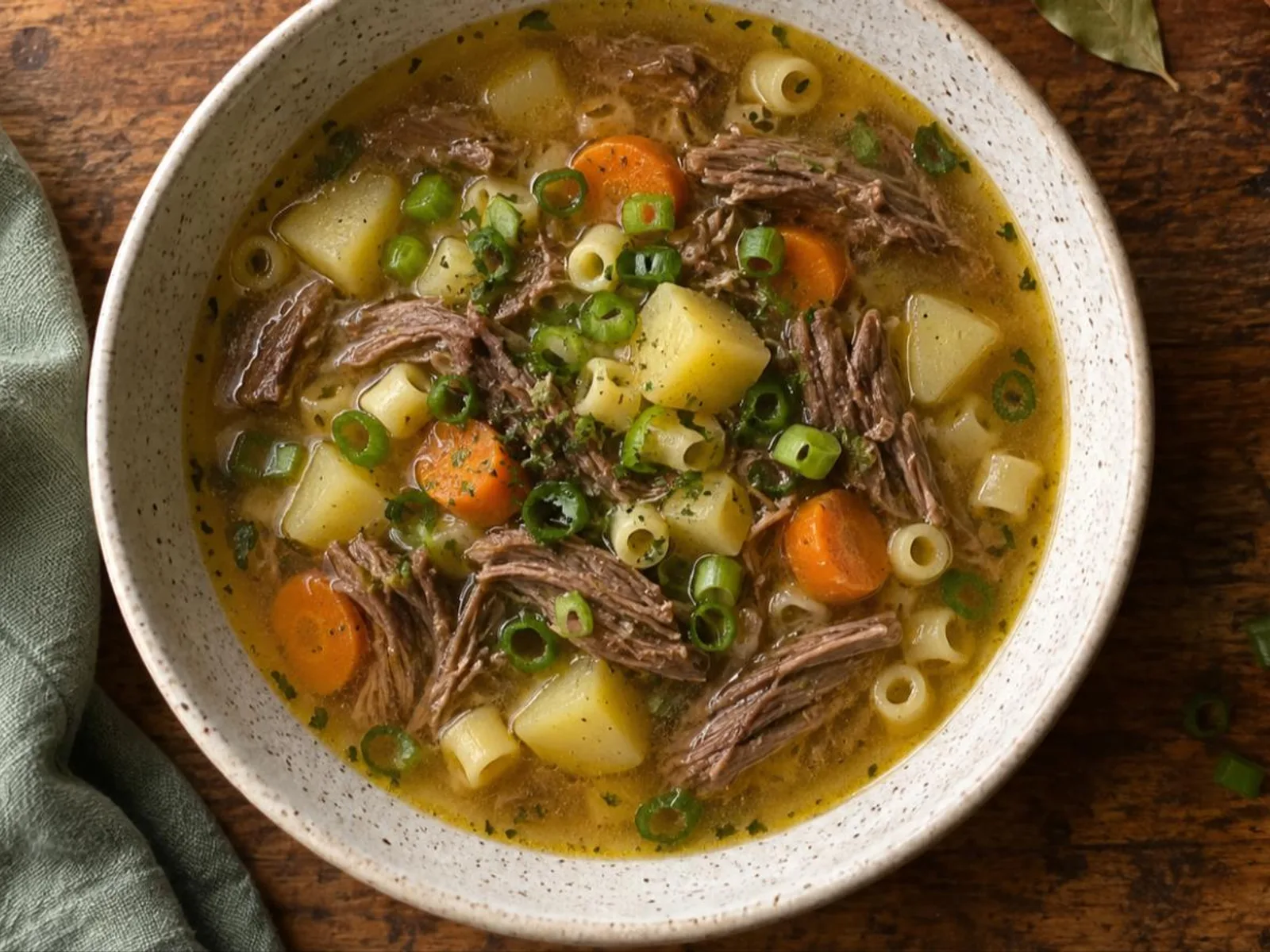 Sopa de carne com macarrão
