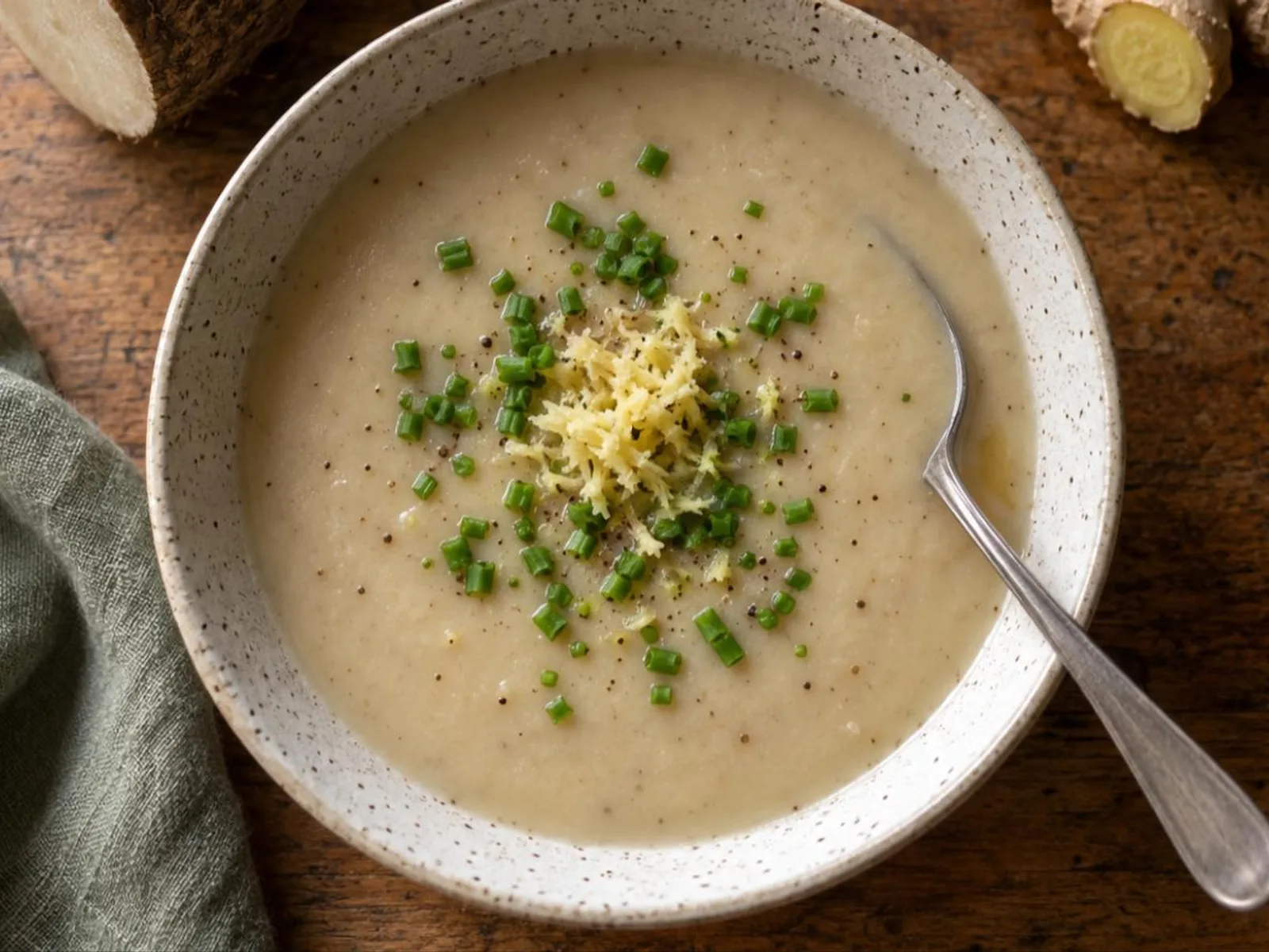 Sopa de inhame com gengibre