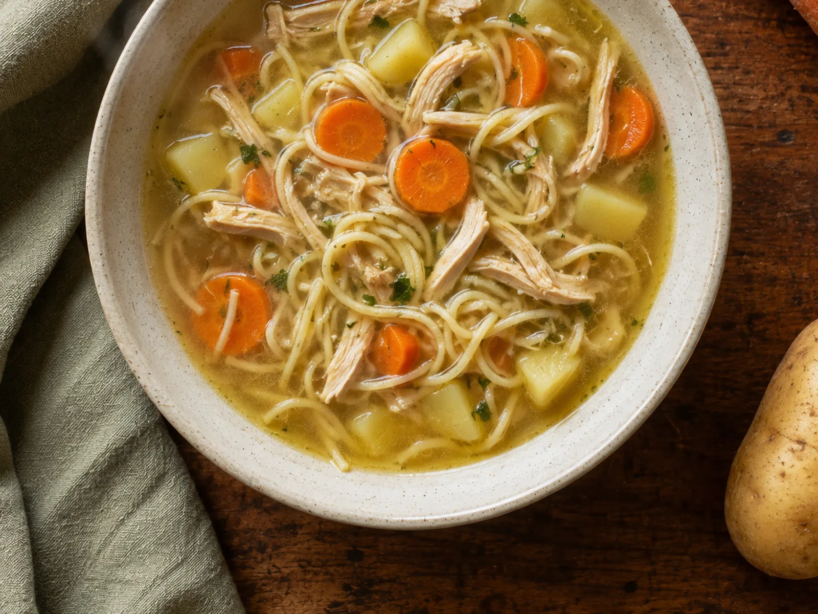 Sopa de macarrão com frango