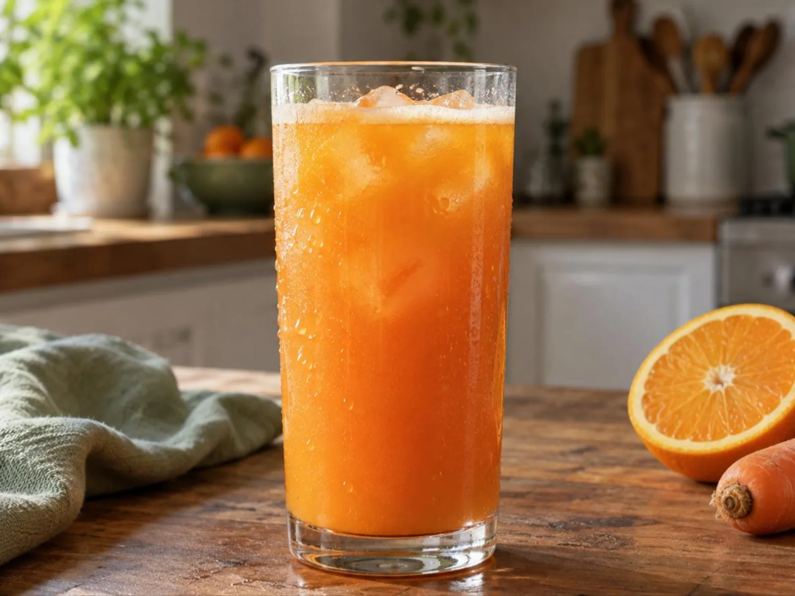 Suco de laranja com cenoura e gengibre