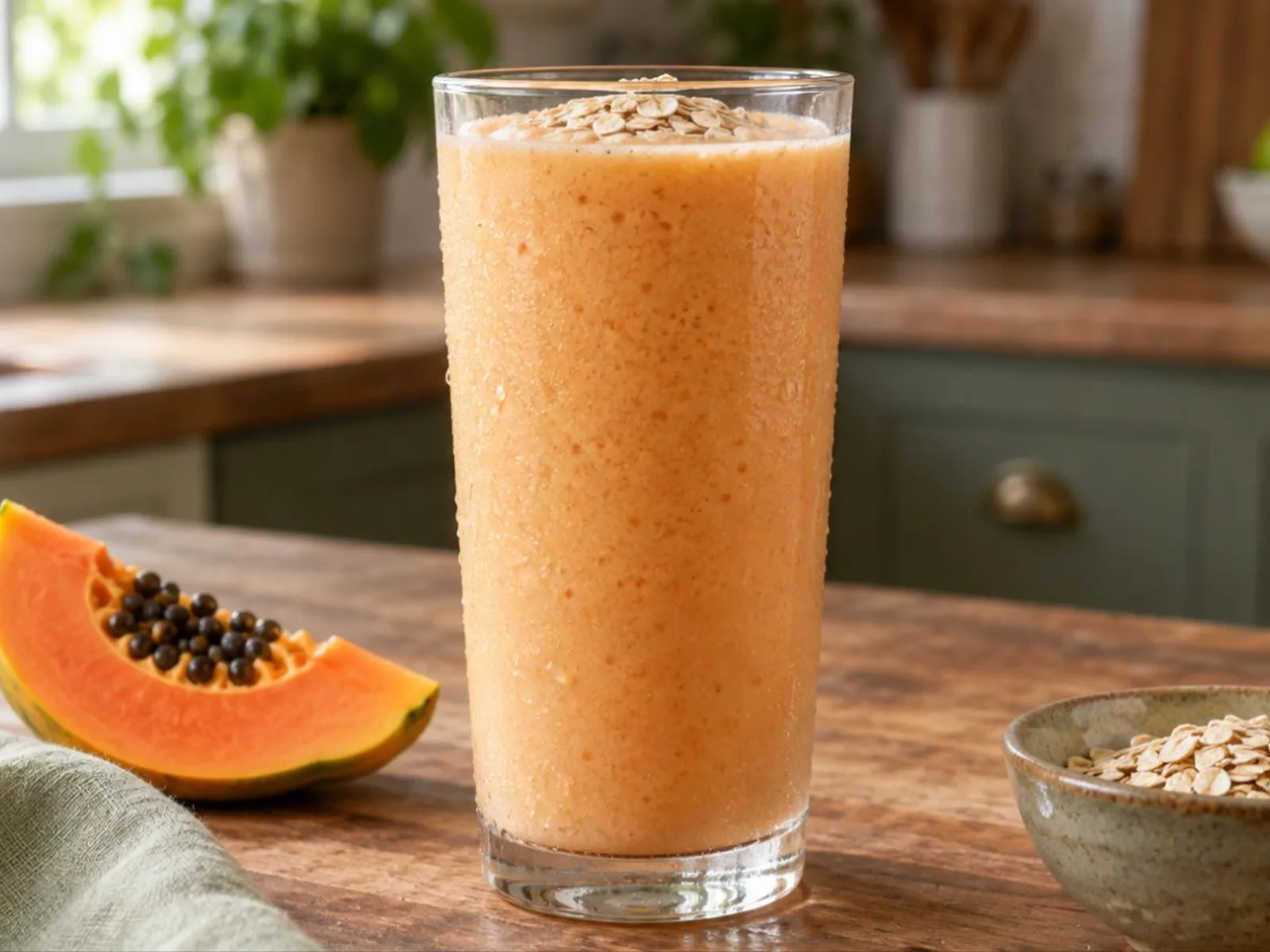 Vitamina de mamão com aveia