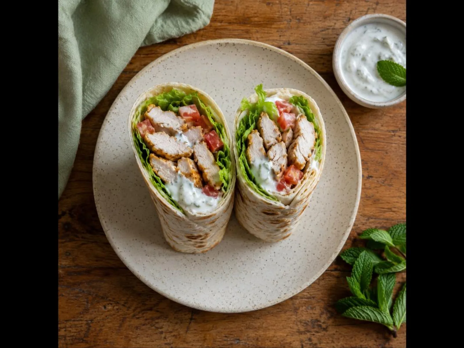 Wrap de frango com pão sírio